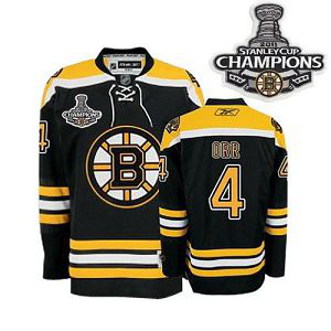 Boston Bruins 2011 Stanley Cup Champions Patch #4 Bobby Orr Black Stitched Youth NHL Jersey