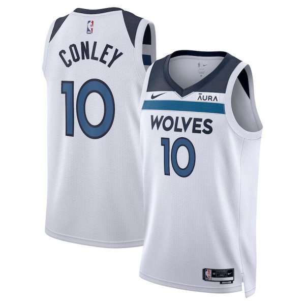 Men's Nike Minnesota Timberwolves #10 Mike Conley White Swingman Badge Association Edition Jersey