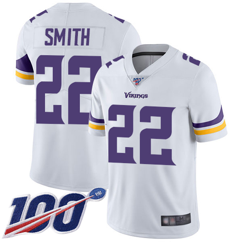 Minnesota Vikings #22 Harrison Smith White Men's Stitched NFL 100th Season Vapor Limited Jersey