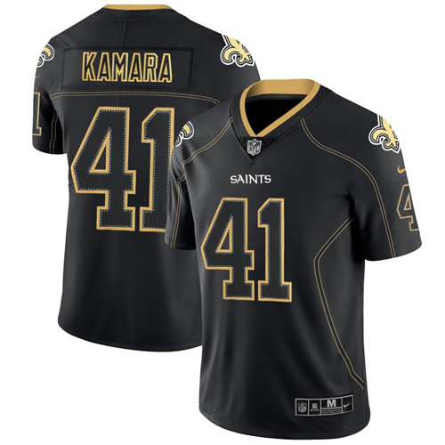 Nike New Orleans Saints #41 Alvin Kamara Lights Out Black Men's Stitched NFL Limited Rush Jersey