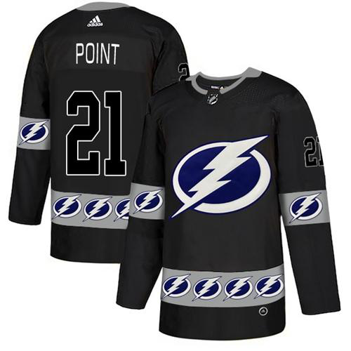 Adidas Tampa Bay Lightning #21 Brayden Point Black Team Logo Fashion Stitched NHL Jersey