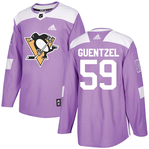 Adidas Pittsburgh Penguins #59 Jake Guentzel Purple Fights Cancer Stitched NHL Jersey