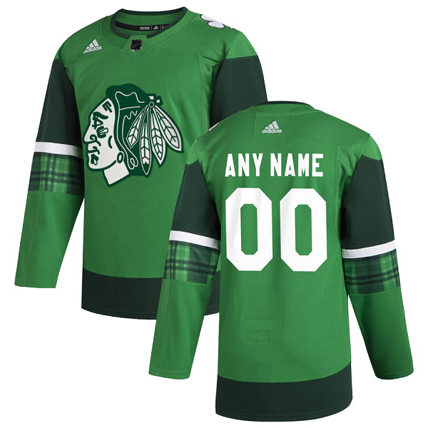 Chicago Blackhawks Men's Adidas 2020 St. Patrick's Day Custom Stitched NHL Green Jersey