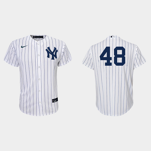 Youth New York Yankees #48 Anthony Rizzo White Navy Cool Base Home Jersey