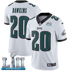 Youth Nike NFL Philadelphia Eagles #20 Brian Dawkins Limited Road White Vapor Untouchable Super Bowl LII Jersey