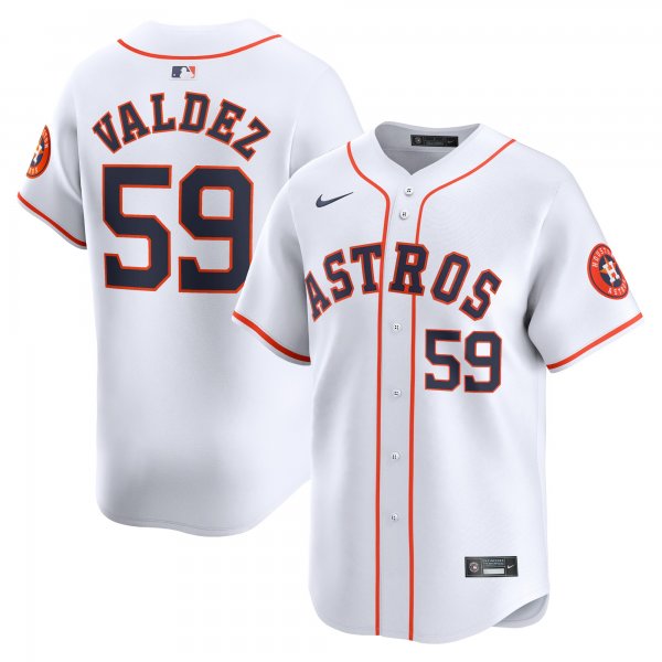 Men's Houston Astros #59 Framber Valdez Nike White Home Limited Player Jersey