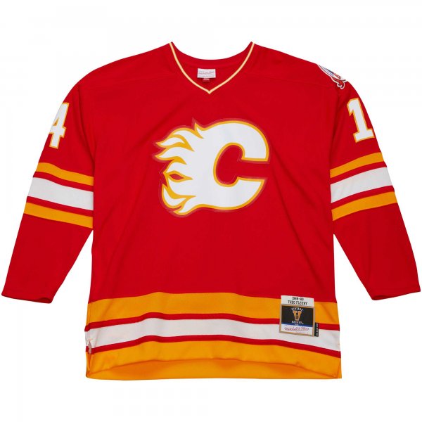 Men's Calgary Flames Theoren Fleury Mitchell & Ness Red  1988/89 Blue Line Player Jersey