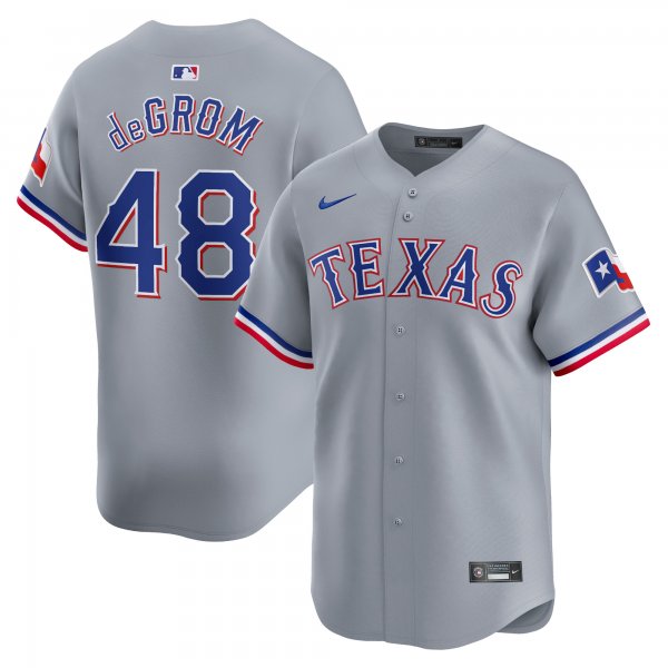 Men's Texas Rangers Jacob deGrom Nike Gray Away Limited Player Jersey