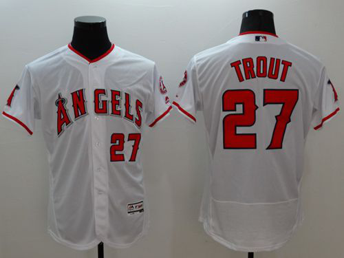 Los Angeles Angels of Anaheim #27 Mike Trout White Flexbase Collection Stitched MLB Jersey