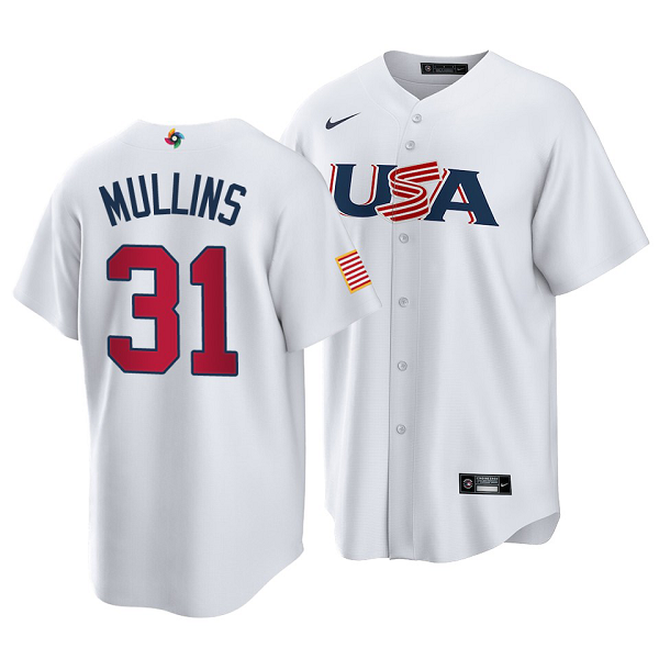 Baltimore Orioles #31 Cedric Mullins 2023 World Baseball Classic White  Men's USA Jersey