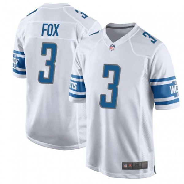 Nike Men's Detroit Lions #3 Jack Fox Game White Jersey