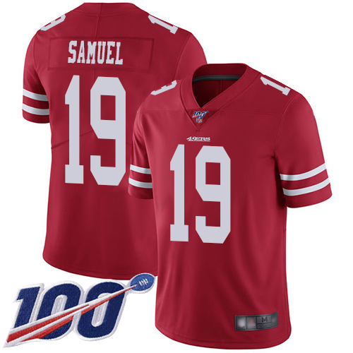 San Francisco 49ers #19 Deebo Samuel Red Team Color Youth Stitched NFL 100th Season Vapor Limited Jersey