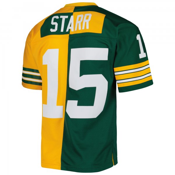 Men's Green Bay Packers Bart Starr Mitchell & Ness Green/Gold 1969 Split Legacy Replica Jersey