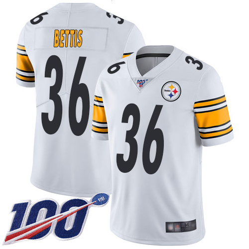 Pittsburgh Steelers #36 Jerome Bettis White Men's Stitched NFL 100th Season Vapor Limited Jersey