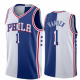 Men's Philadelphia 76ers #1 James Harden Custom White Royal Split NBA Jersey