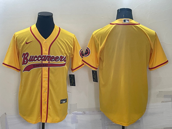 Men's Tampa Bay Buccaneers Blank Yellow Stitched Baseball Cool Base Jersey