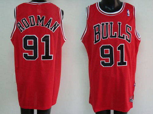 Men's Chicago Bulls #91 Dennis Rodman Stitched Red NBA Jersey