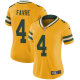 Nike Green Bay Packers #4 Brett Favre Yellow Women's Stitched NFL Limited Rush Jersey