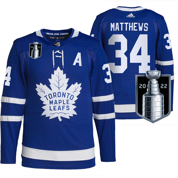 Men's Auston Matthews Toronto Maple Leafs 2022 Stanley Cup Playoffs Royal #34 Jersey