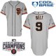 San Francisco Giants #9 Brandon Belt Grey Road 2 Cool Base W/2014 World Series Champions Patch Stitched MLB Jersey