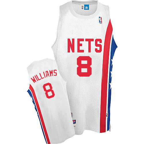 Men's Brooklyn Nets #8 Deron Williams White ABA Hardwood Classic Stitched NBA Jersey