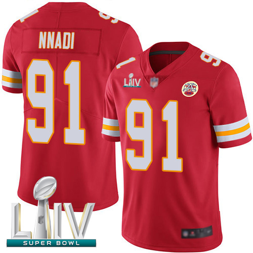 Kansas City Chiefs #91 Derrick Nnadi Red Team Color Super Bowl LIV Bound Men's Stitched NFL Vapor Untouchable Limited Jersey