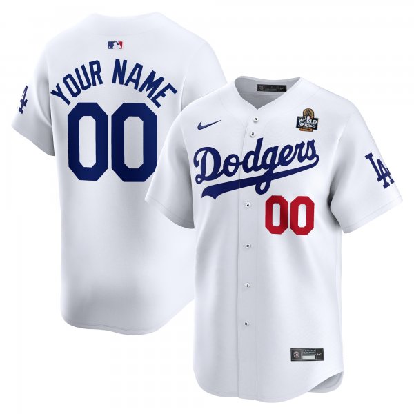 Men's Los Angeles Dodgers Nike White 2024 World Series Home Custom Limited Jersey