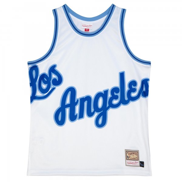 Men's Los Angeles Lakers  Mitchell & Ness White Hardwood Classics Blown Out Fashion Jersey