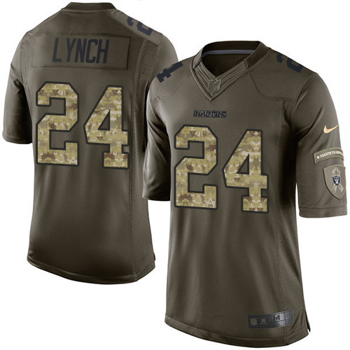 Nike NFL Las Vegas Raiders #24 Marshawn Lynch Men's Limited Green Salute to Service Jersey