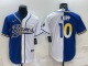 Men's Los Angeles Rams #10 Cooper Kupp Blue White Split Stitched Baseball Cool Base Jersey