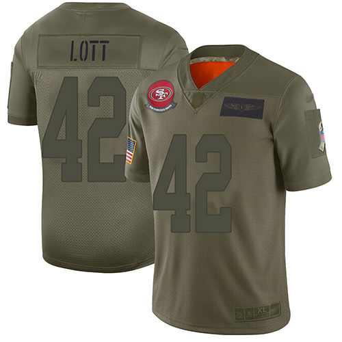 Men's San Francisco 49ers #42 Ronnie Lott Camo Stitched NFL Limited 2019 Salute To Service Jersey