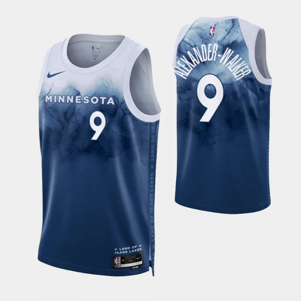 2023-24 City Edition Minnesota Timberwolves #9 Nickeil Alexander-Walker Blue Swingman Jersey