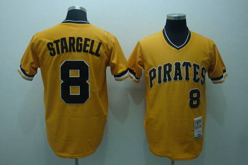 Mitchell And Ness Pittsburgh Pirates #8 Willie Stargell Stitched Yellow Throwback MLB Jersey