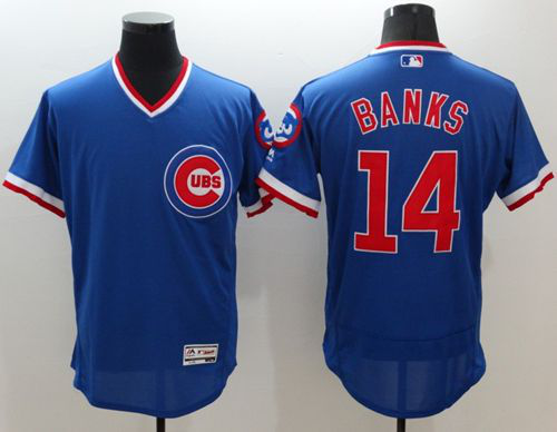 Chicago Cubs #14 Ernie Banks Blue Flexbase Collection Cooperstown Stitched MLB Jersey