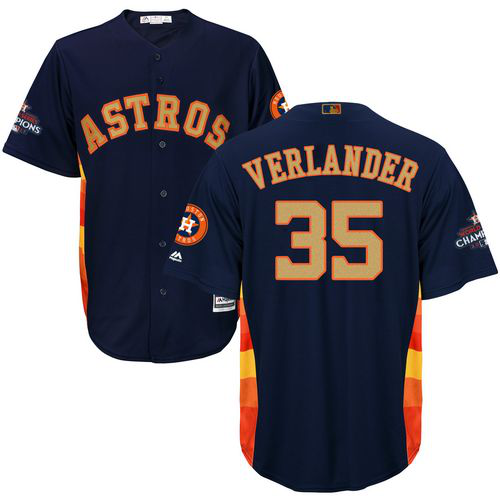 Houston Astros #35 Justin Verlander Navy Blue 2018 Gold Program Cool Base Stitched Youth MLB Jersey