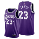 Men's Los Angeles Lakers #23 LeBron James 2021-22 City Edition Throwback 60s Purple Jersey