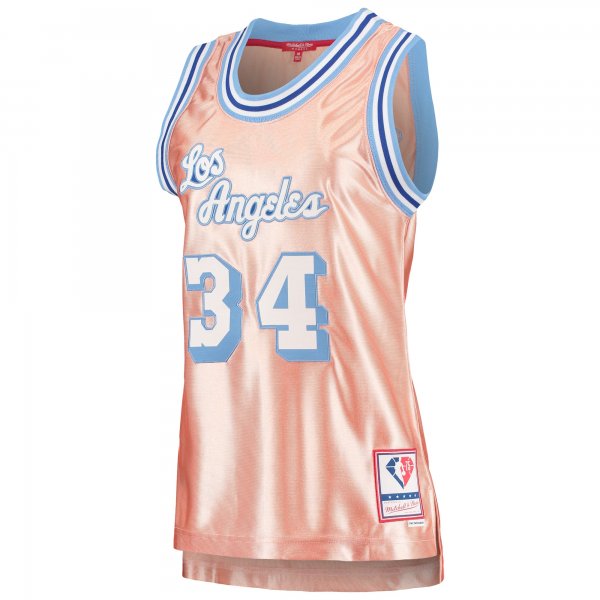 Women's Los Angeles Lakers Shaquille O'Neal Mitchell & Ness Pink 75th Anniversary Rose Gold 1996 Swingman Jersey