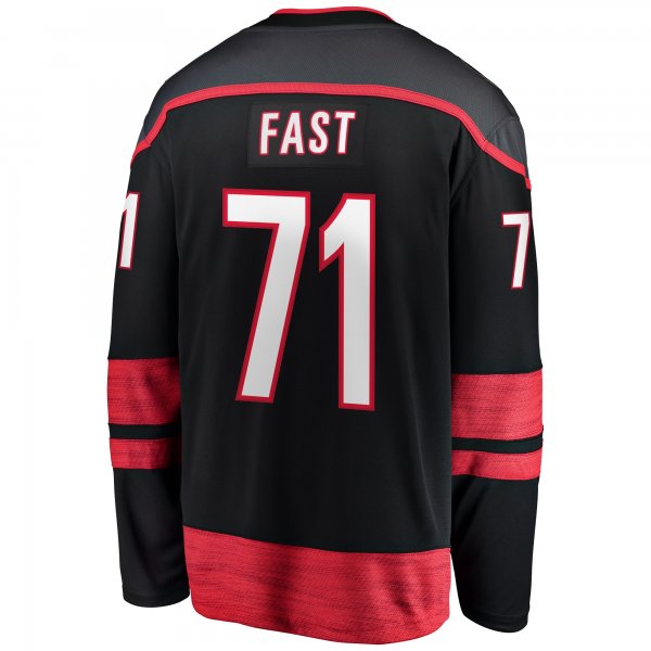 Men's Carolina Hurricanes Jesper Fast Fanatics Black Home Breakaway Jersey