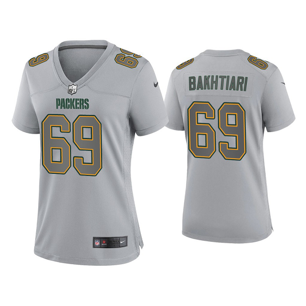 Women's Green Bay Packers David Bakhtiari Gray Atmosphere Fashion Game Jersey