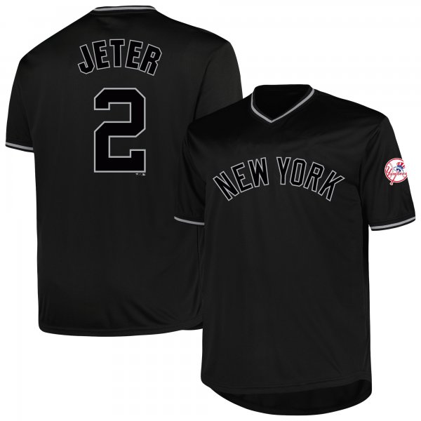 Men's New York Yankees Derek Jeter Profile Black Big & Tall Pop Fashion Player Jersey