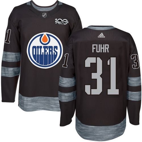 Edmonton Oilers #31 Grant Fuhr Black 1917-2017 100th Anniversary Stitched NHL Jersey