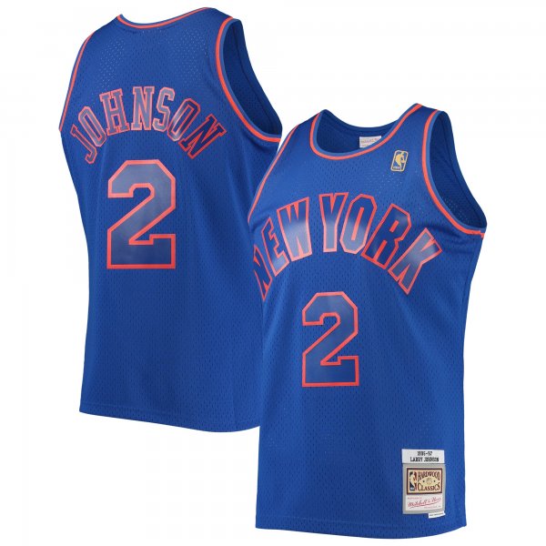 Men's New York Knicks Larry Johnson Mitchell & Ness Blue 1996/97 Hardwood Classics Swingman Jersey