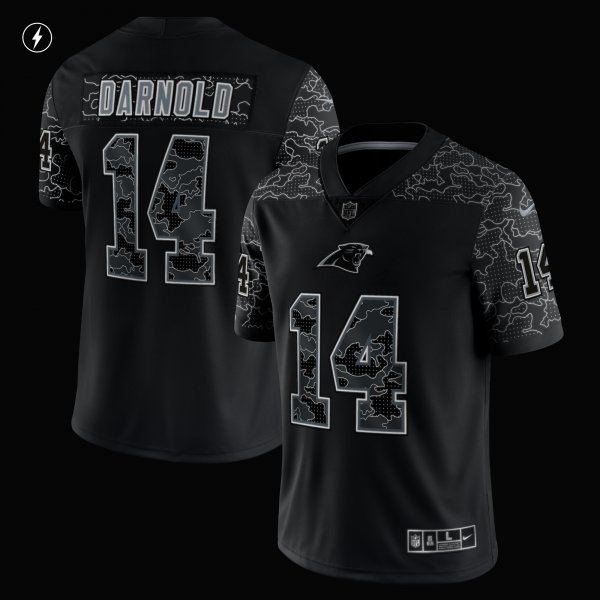 Men's Carolina Panthers Sam Darnold Nike Black RFLCTV Limited Jersey