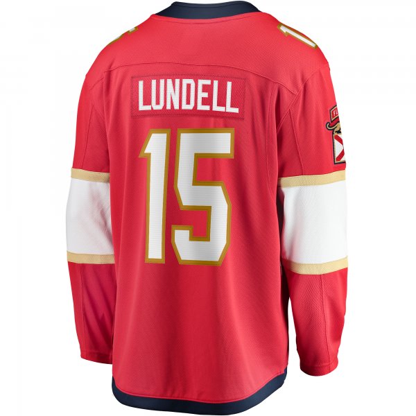 Men's Florida Panthers Anton Lundell Fanatics Red Home Breakaway Player Jersey