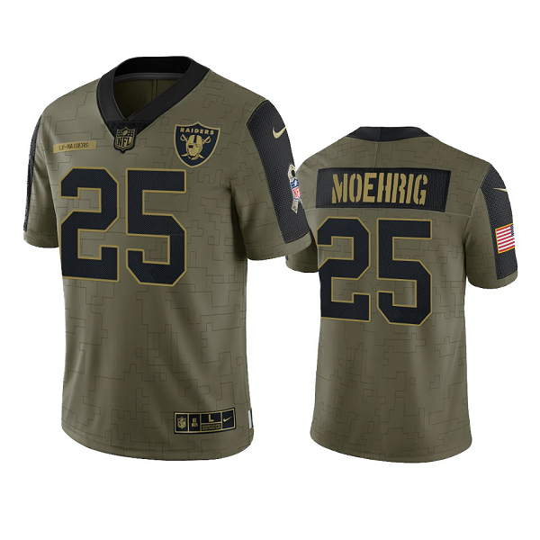 Las Vegas Raiders Trevon Moehrig Olive 2021 Salute To Service Men's Limited NFL Jersey