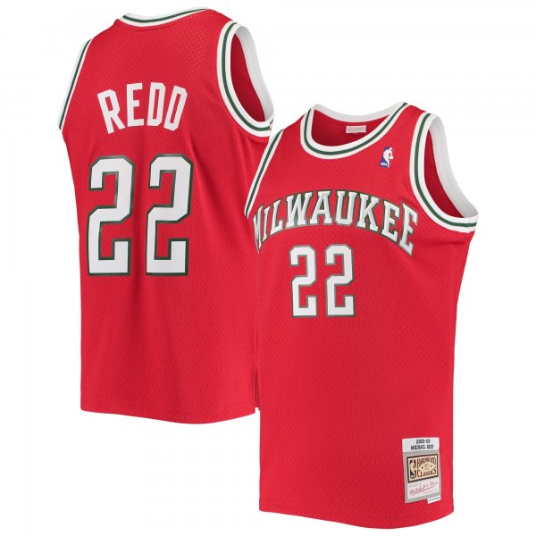 Men's Milwaukee Bucks Michael Redd Mitchell & Ness Red 2001/02 Hardwood Classics Swingman Jersey