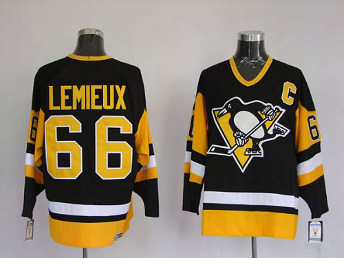 Pittsburgh Penguins #66 Mario Lemieux Stitched Black MitchellAndNess NHL Jersey