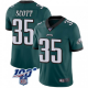 Men's Nike Philadelphia Eagles #35 Boston Scott Limited Green Midnight 100th Vapor Jersey