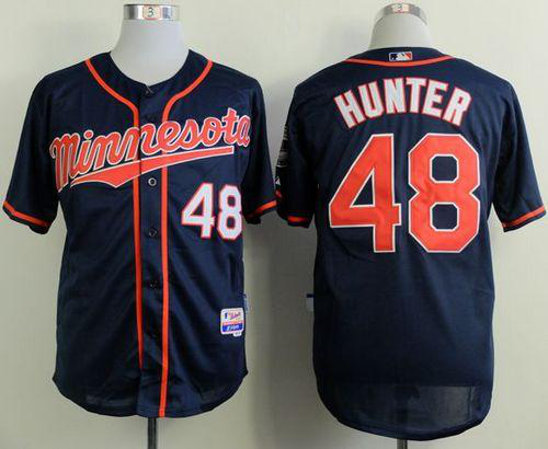 Minnesota Twins #48 Torii Hunter Navy Blue Alternate Road Cool Base Stitched MLB Jersey