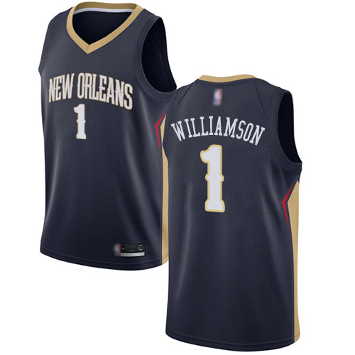 New Orleans Pelicans #1 Zion Williamson Navy Youth NBA Swingman Icon Edition Jersey